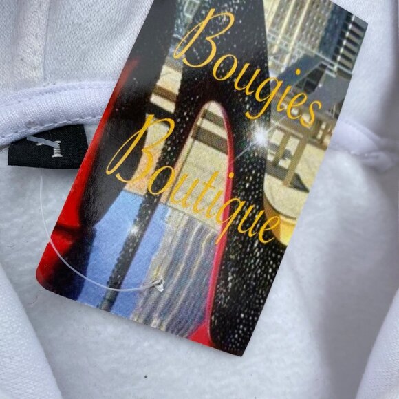 Bougie Boutique Women’s Hoodie Sweatshirt Size Large Spellout  Lips NEW $70 - Picture 5 of 10